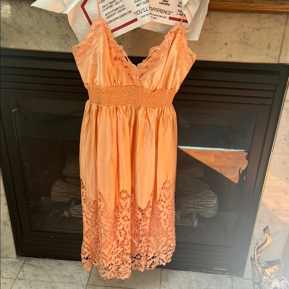 Elegant Peach Lace Dress gently worn